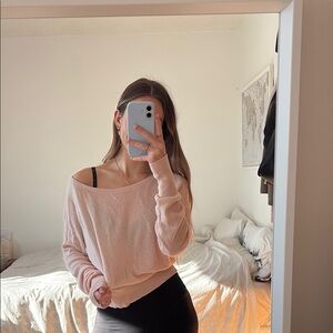 Garage Light Pink off shoulder Sweatshirt